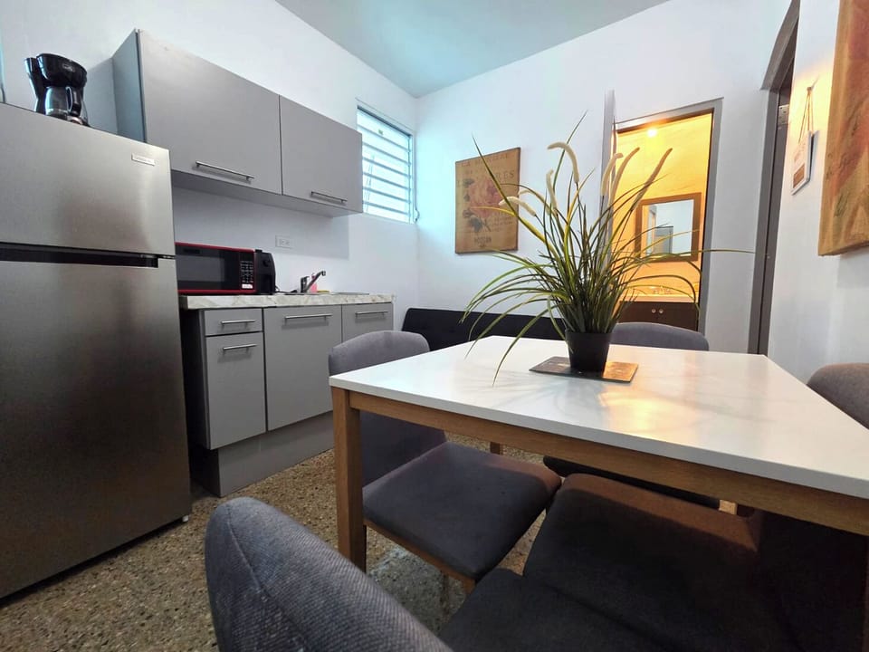 Gallery Apartment | Private kitchen | Fridge, microwave, stovetop, coffee/tea maker