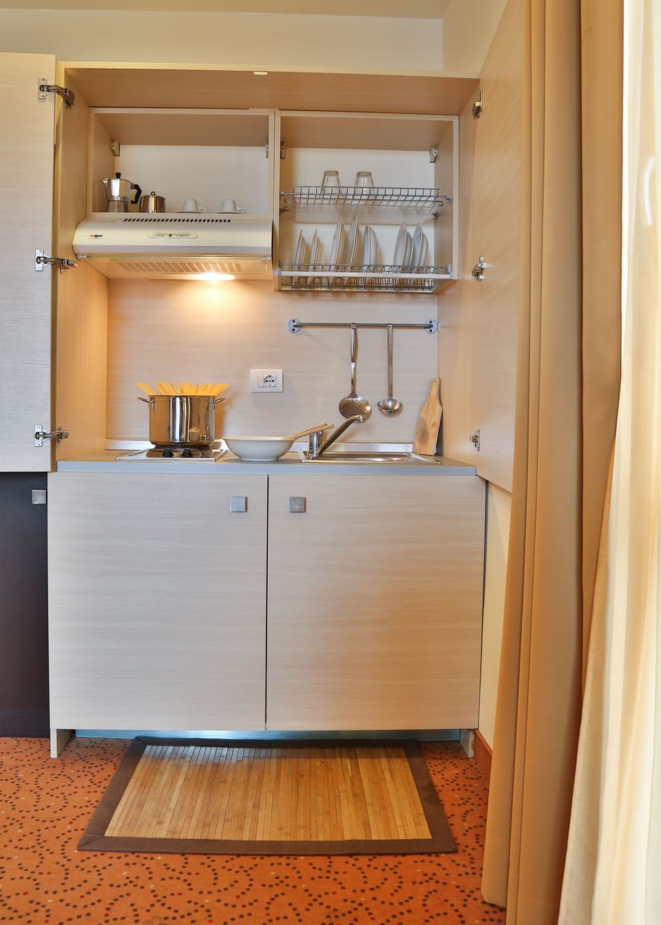 Fridge, electric kettle