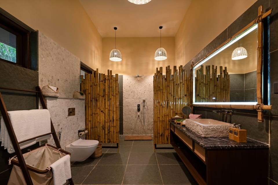 Hair dryer, bathrobes, slippers, towels
