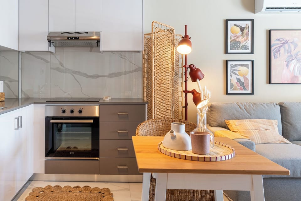 Apartment, 1 Double Bed with Sofa bed, Kitchen, City View | Private kitchen | Fridge, microwave, oven, stovetop