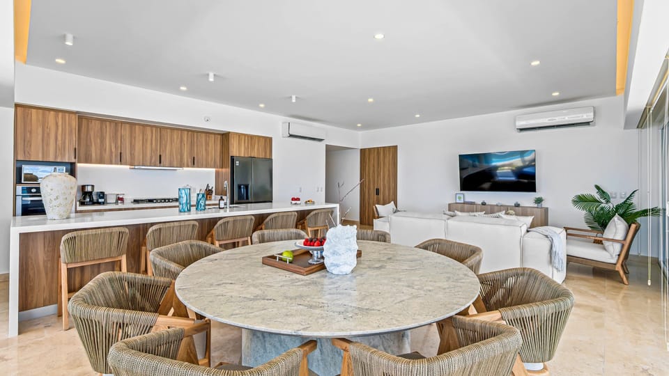 Deluxe Apartment, 3 Bedrooms, Beach View | Living area | 43-inch Smart TV with digital channels, Netflix, streaming services