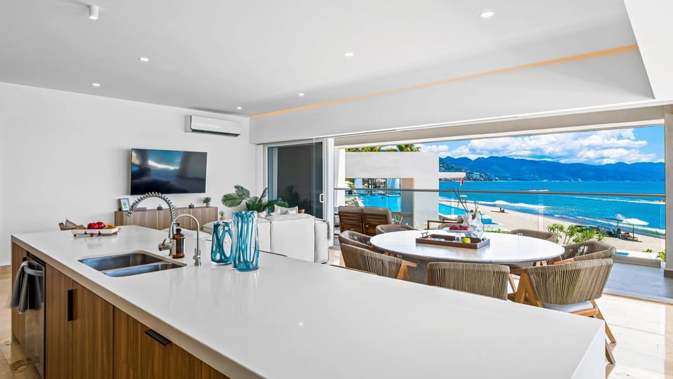 Deluxe Apartment, 3 Bedrooms, Beach View | Private kitchen | Coffee/tea maker, electric kettle