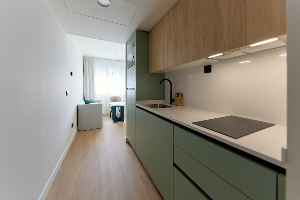 Studio | Private kitchen | Fridge, microwave, stovetop, dishwasher