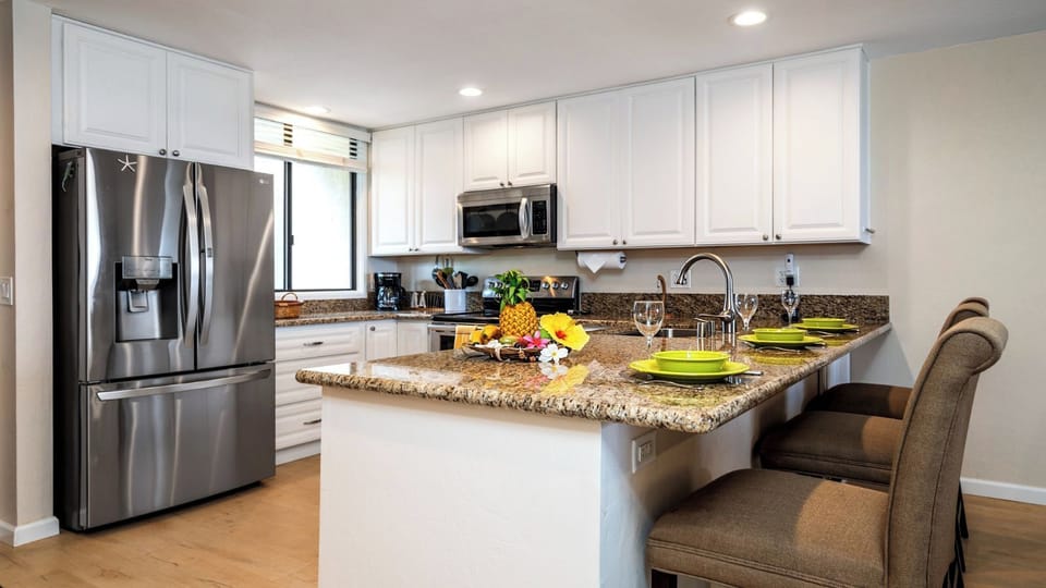 Condo, Multiple Beds, Balcony, Ocean View (Country Club Villas 220) | Private kitchen | Coffee/tea maker, dining table