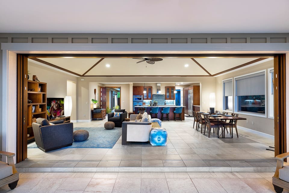 House, Multiple Beds, Private Pool, Ocean View (Holua Kai 23) | Living area | 70-inch flat-screen TV with digital channels