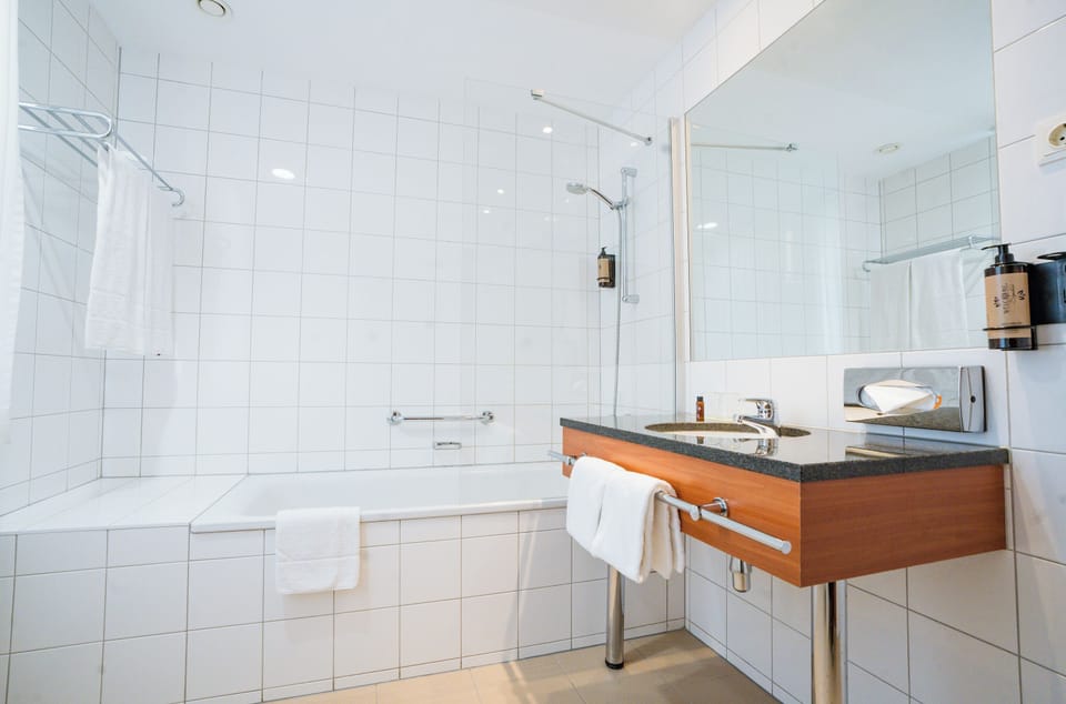 Executive Room | Bathroom | Hair dryer, towels, soap, shampoo