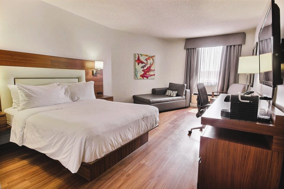 1 Queen bed, hardwood floor | Desk, blackout drapes, soundproofing, iron/ironing board