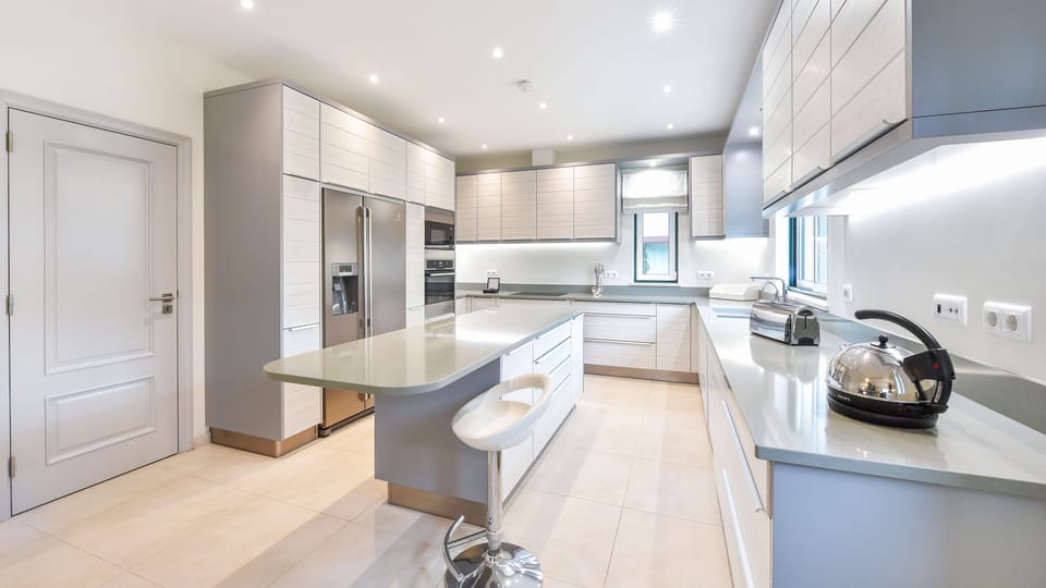Superior Villa, 4 Bedrooms, Private Pool | Private kitchen | Coffee/tea maker, full-size fridge, microwave, stovetop
