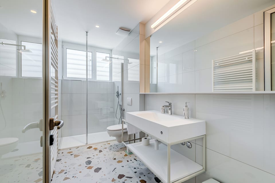 Deluxe Triple Room | Bathroom | Hair dryer, towels, soap, shampoo