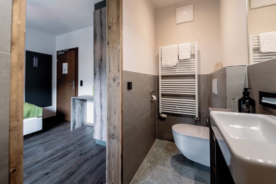 Basic Single Room, Balcony, Mountain View | Bathroom | Shower, hair dryer, bathrobes, towels