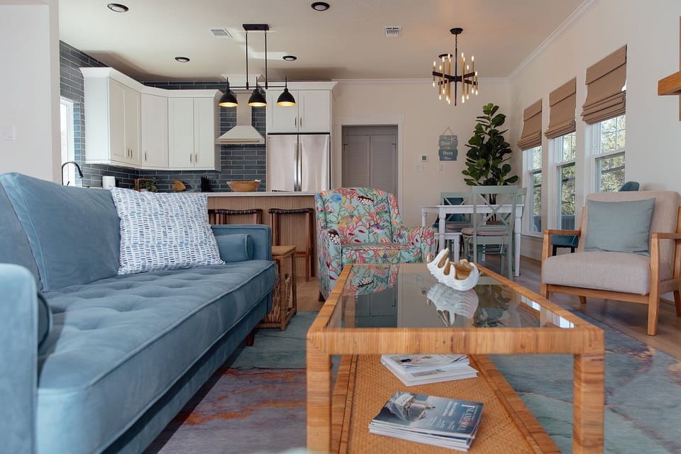 House, Multiple Beds, Pool Access, Pool View (Hidden Paradise) | Living area | 40-inch TV with digital channels, fireplace