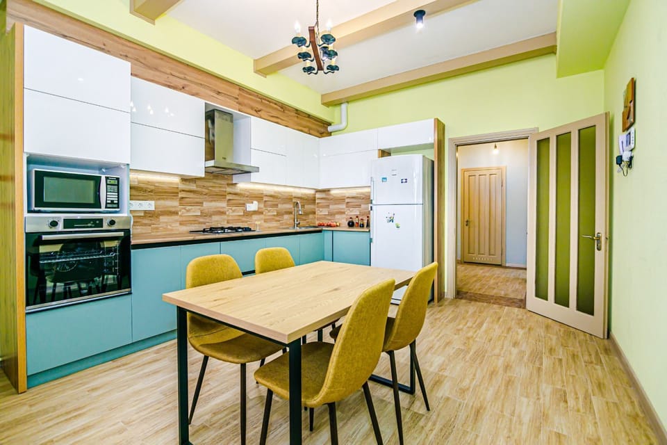 Luxury Apartment, Balcony, Sea View | Private kitchen | Full-size fridge, microwave, oven, stovetop