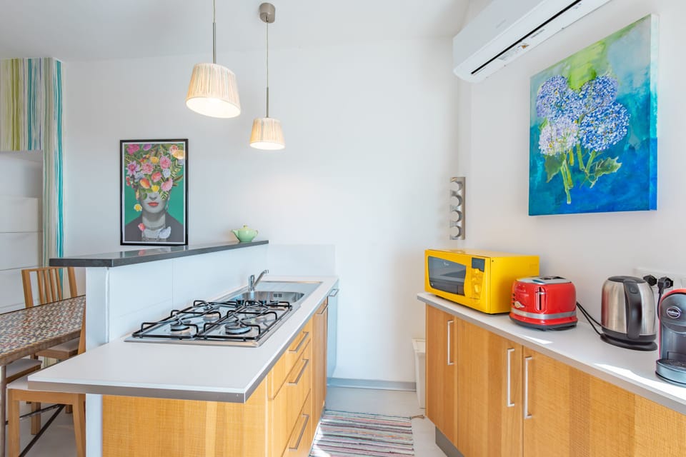 Apartment, 1 Queen Bed with Sofa bed, Sea View | Private kitchen | Fridge, microwave, stovetop, dishwasher