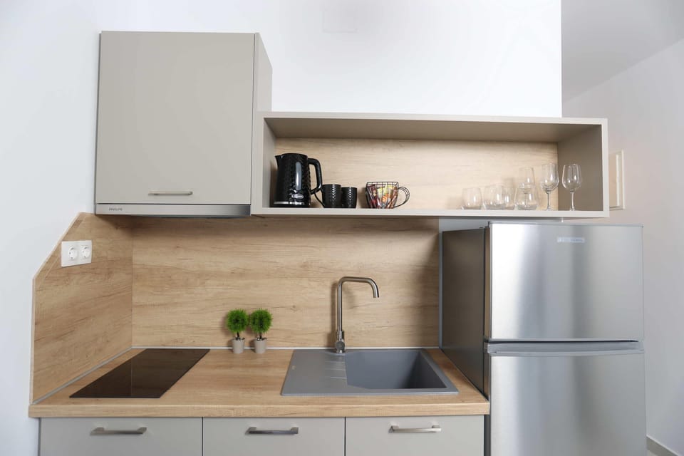 Deluxe Apartment, 1 Bedroom | Private kitchen | Full-size fridge, espresso maker, coffee/tea maker, electric kettle