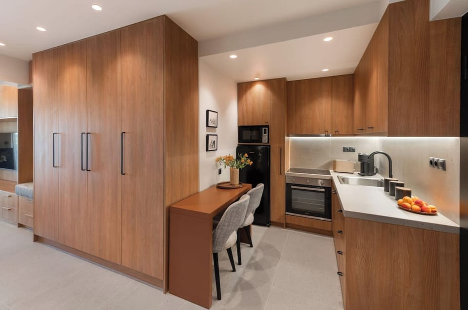 Apartment, City View | Private kitchen | Full-size fridge, microwave, oven, dishwasher