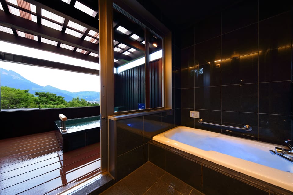 Standard Room w/Terrace & OpenAir Bath & Tatami Area - C - Hanayoshi Area (Fixed Menu (meal change n | Bathroom | Free toiletries, hair dryer, slippers, electronic bidet