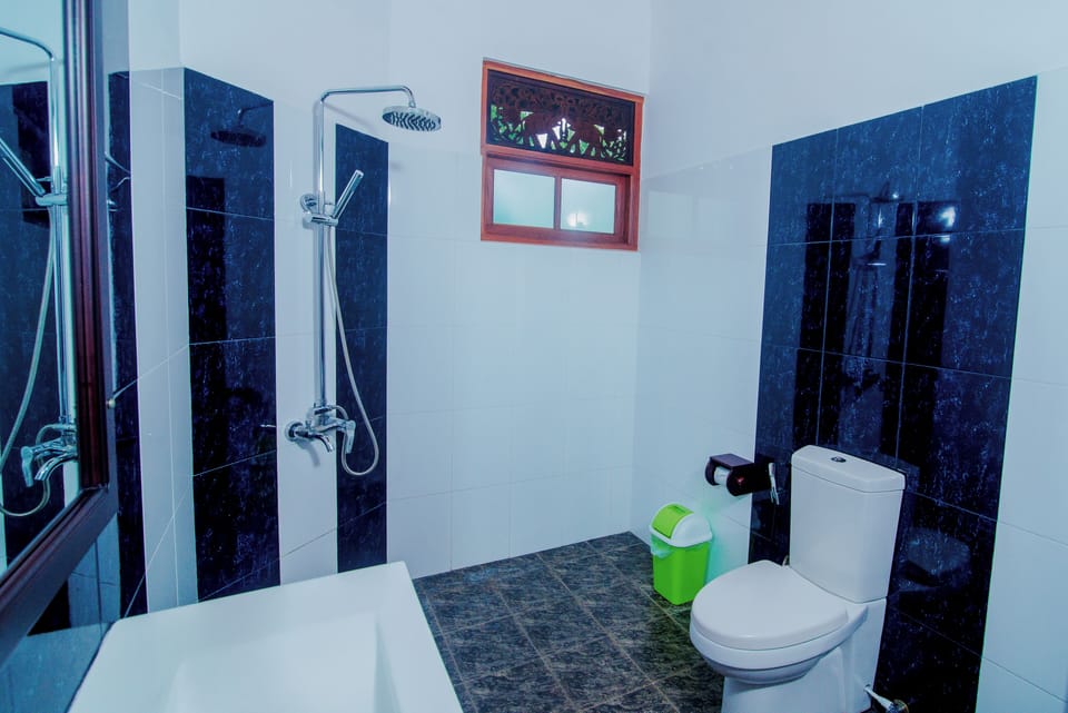 Shower, rainfall showerhead, hair dryer, bidet