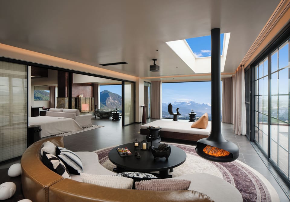 Luxury Suite, Mountain View | Premium bedding, minibar, in-room safe, desk