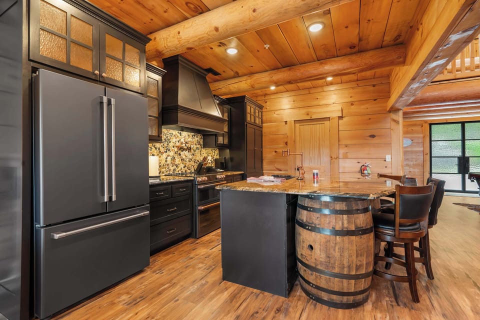 Cabin, Multiple Beds, Hot Tub, Garden View (Antler Summit Trio) | Private kitchen | Fridge, microwave, coffee/tea maker