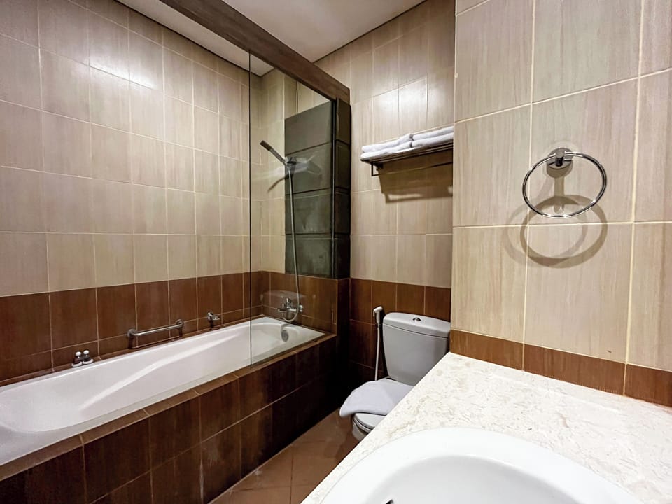 Slippers, towels, soap, shampoo