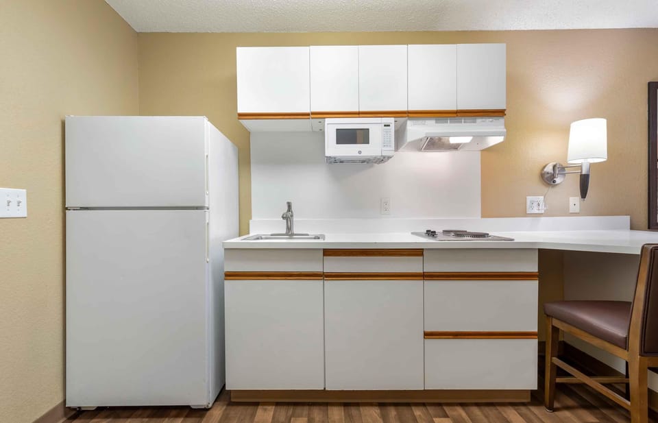 Studio | Private kitchen | Full-size fridge, microwave, stovetop, coffee/tea maker