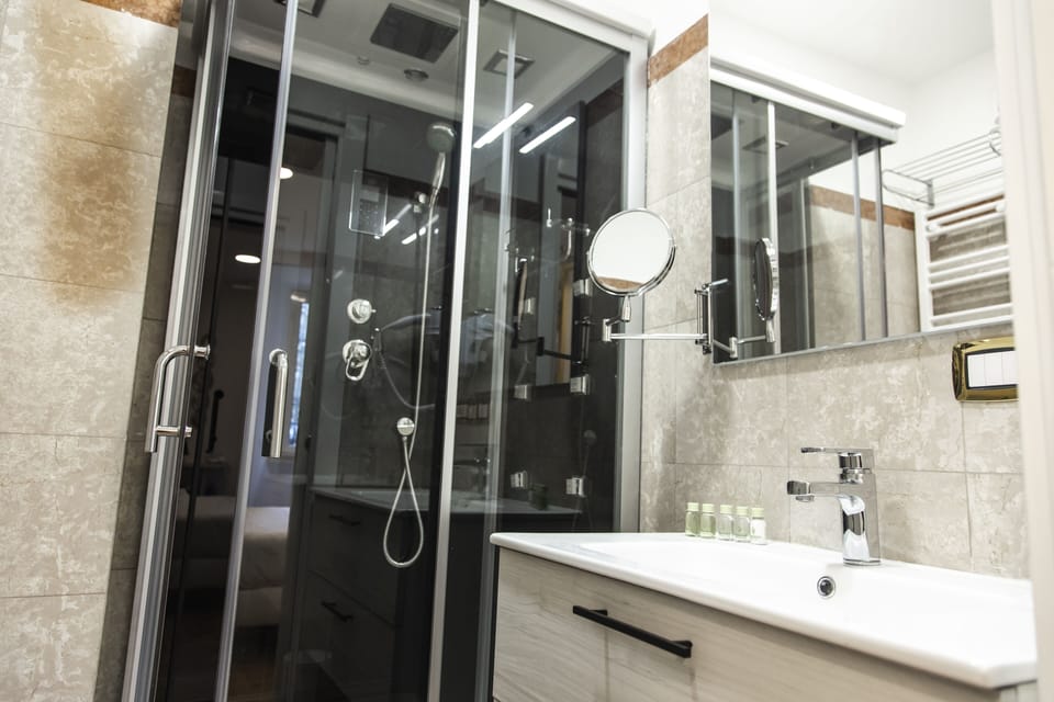 Hair dryer, bathrobes, bidet, towels
