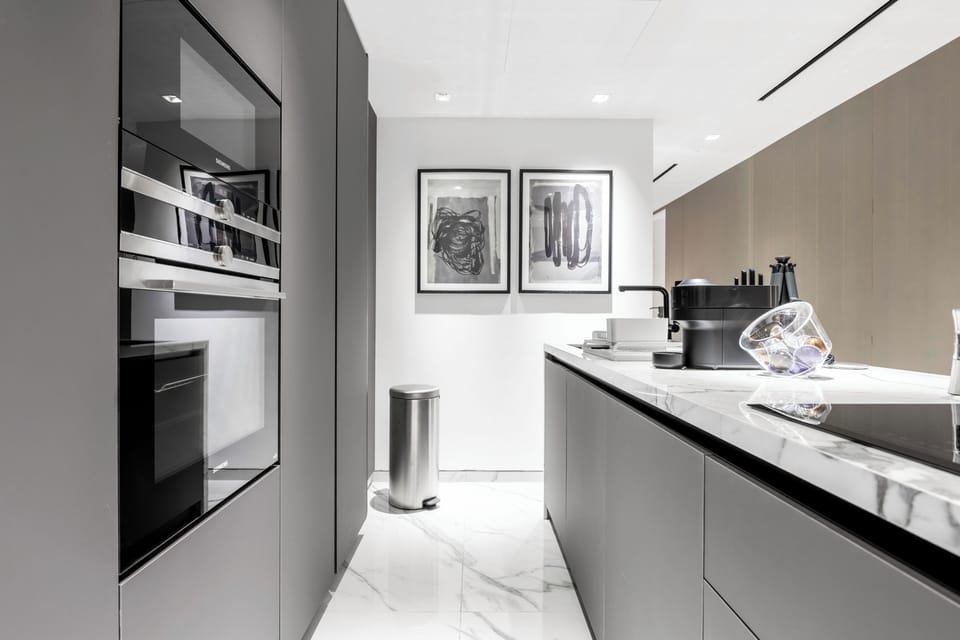 Luxury Apartment, Sea View | Private kitchen | Electric kettle, toaster, highchair