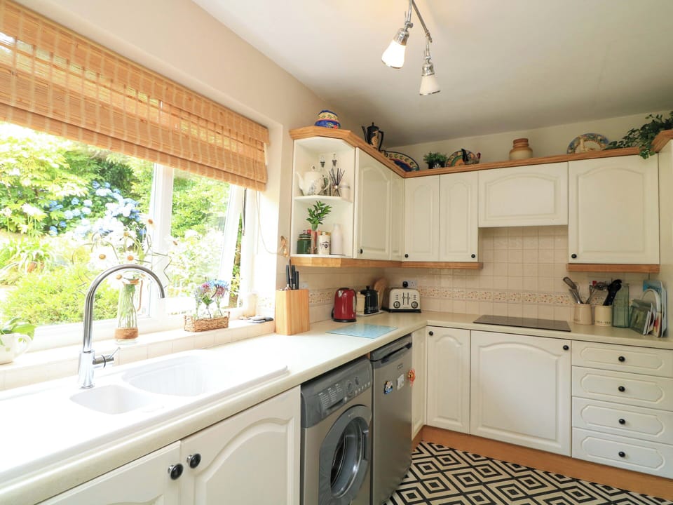 Fridge, microwave, toaster, cookware/dishes/utensils