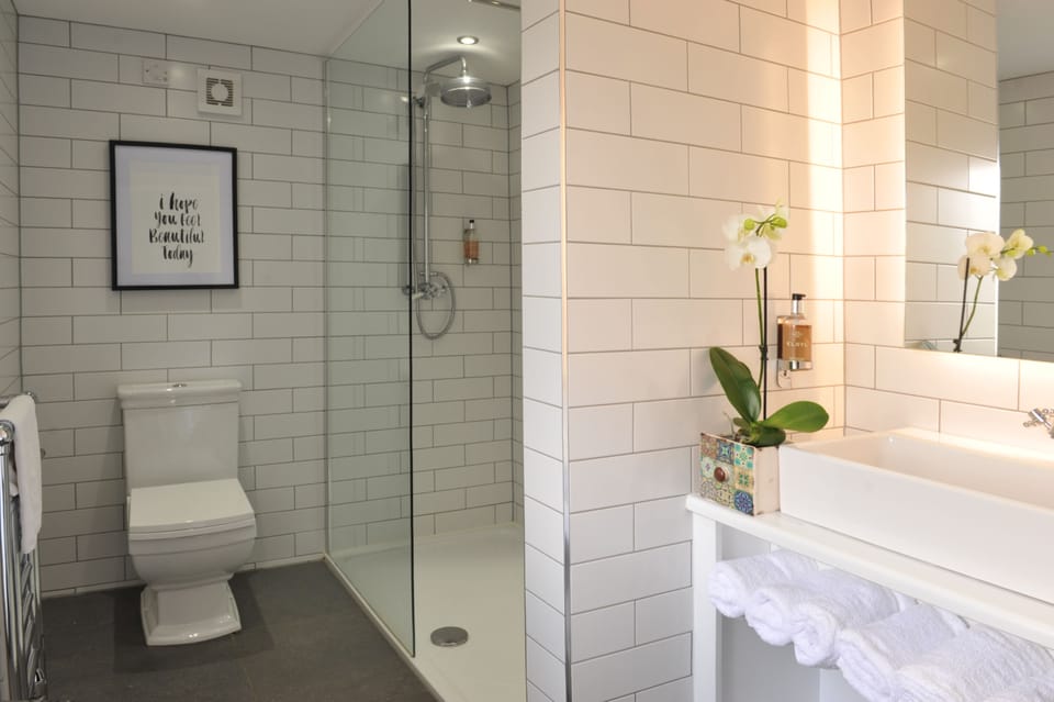 Superior Double Room, 1 King Bed | Bathroom | Shower, rainfall showerhead, free toiletries, hair dryer