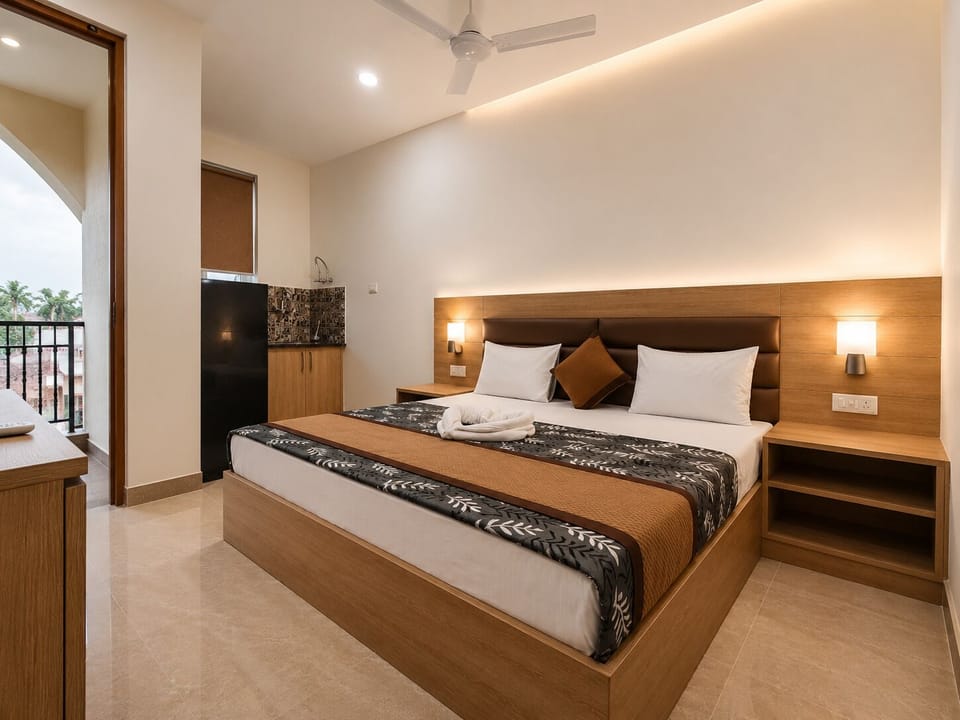 Premium Room, Balcony, City View | Desk, laptop workspace