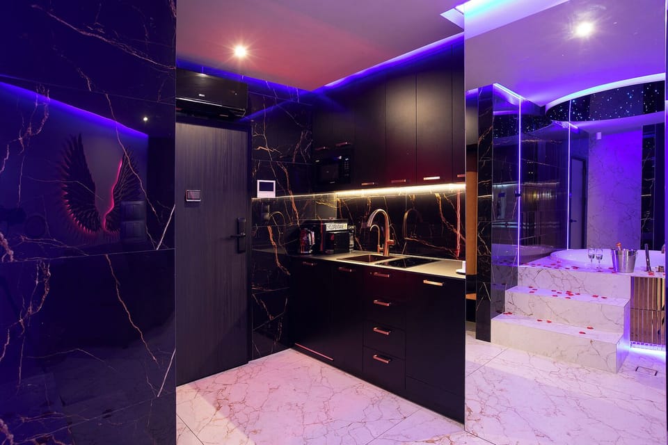 Presidential Apartment | Private kitchen | Full-size fridge, microwave, stovetop, dishwasher