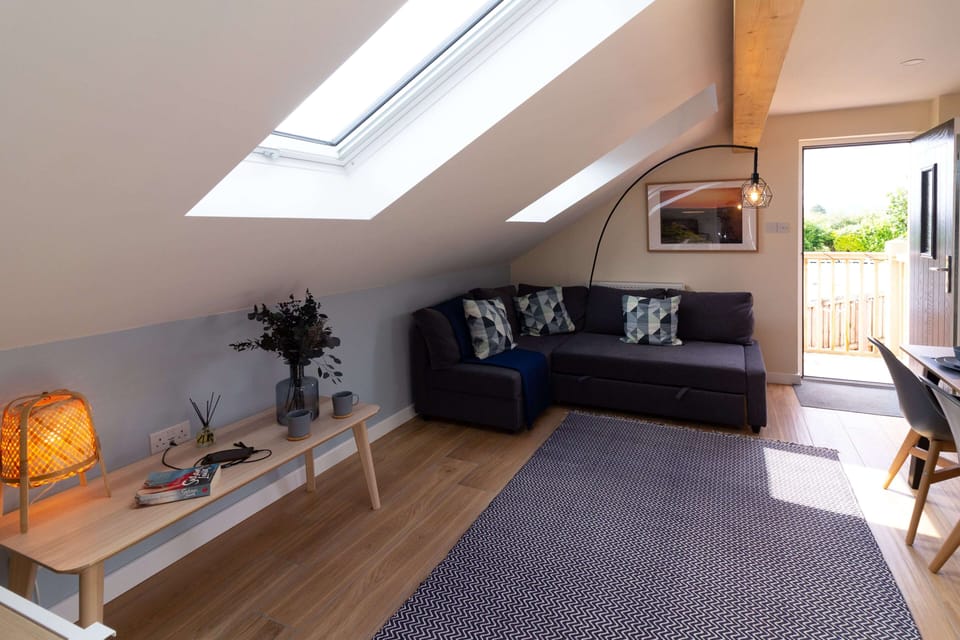 Superior Cottage, Ensuite (The Studio Cheddar) | Living area | LCD TV, DVD player, books, video library