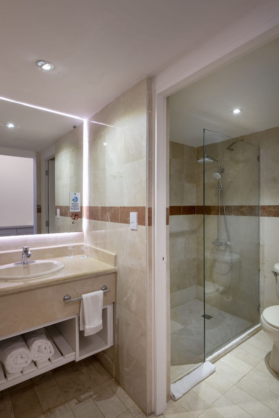Shower, eco-friendly toiletries, hair dryer, towels