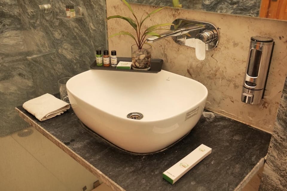 Shower, soap, shampoo, toilet paper