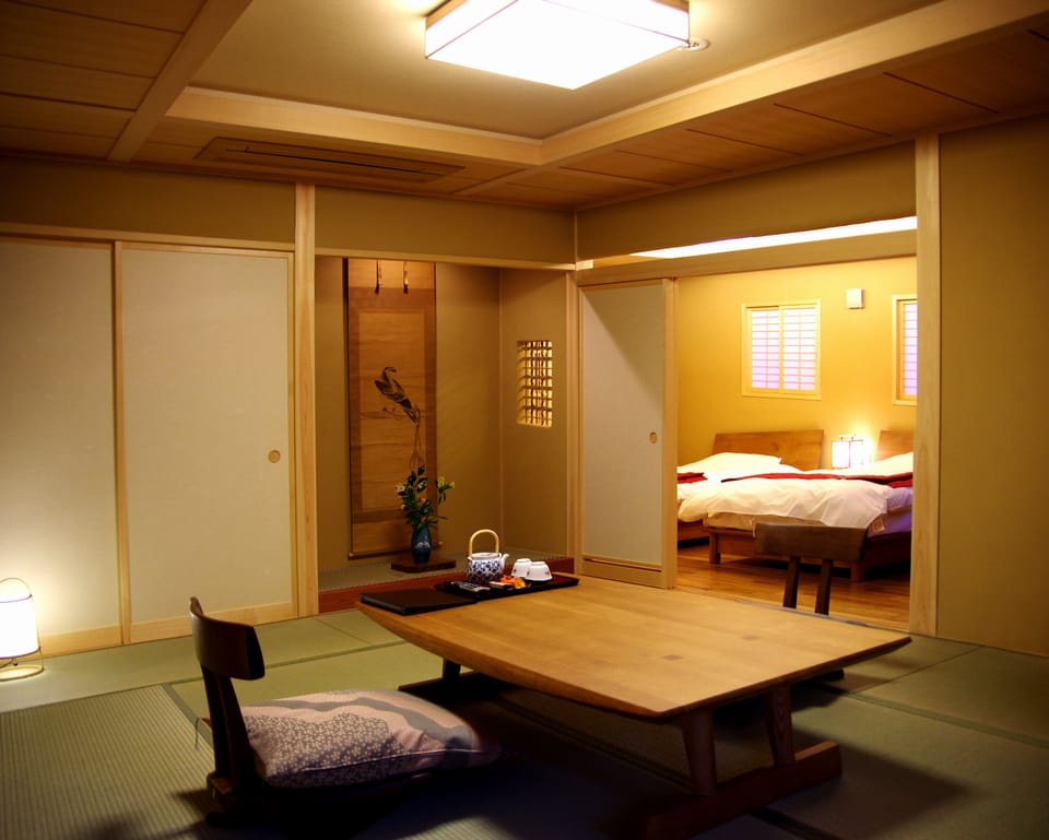 Suite Japanese Western style room with Open Air Bath | Premium bedding, in-room safe, desk, laptop workspace