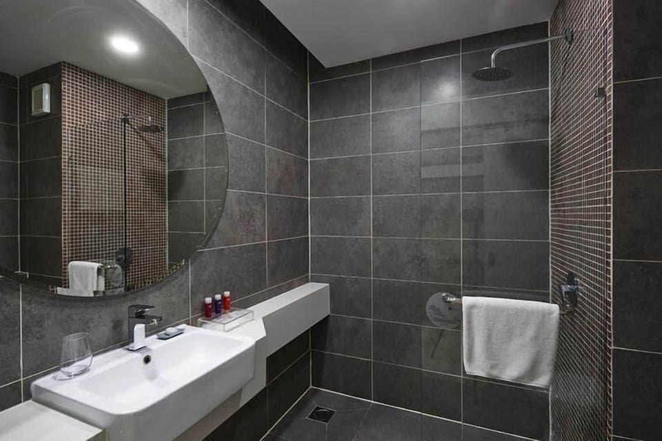 Hair dryer, bathrobes, slippers, towels