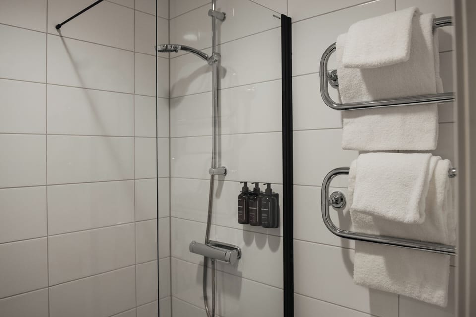 Standard Room, 2 Twin Beds | Bathroom | Shower, hair dryer (on request), towels