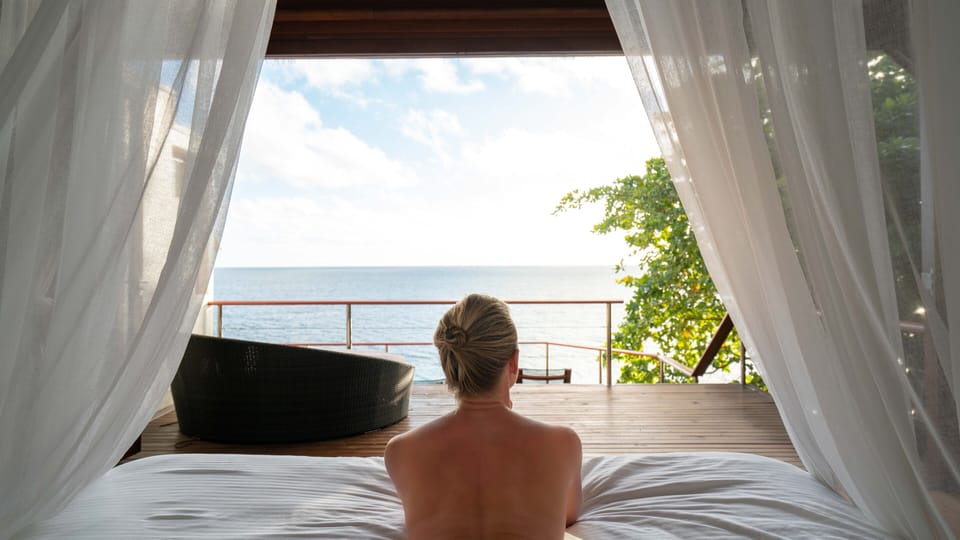 Sunset Plunge Pool Villa with All Meals | 1 bedroom, Egyptian cotton sheets, premium bedding, down comforters