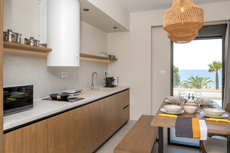 Superior Apartment, Sea View | Private kitchen | Full-size fridge, microwave, stovetop, espresso maker
