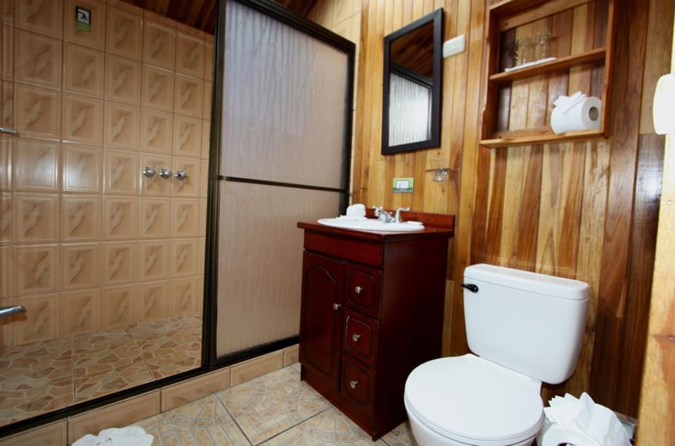 Rainfall showerhead, free toiletries, towels