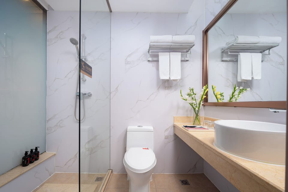 Business Twin Room, City View | Bathroom | Free toiletries, hair dryer, slippers, towels