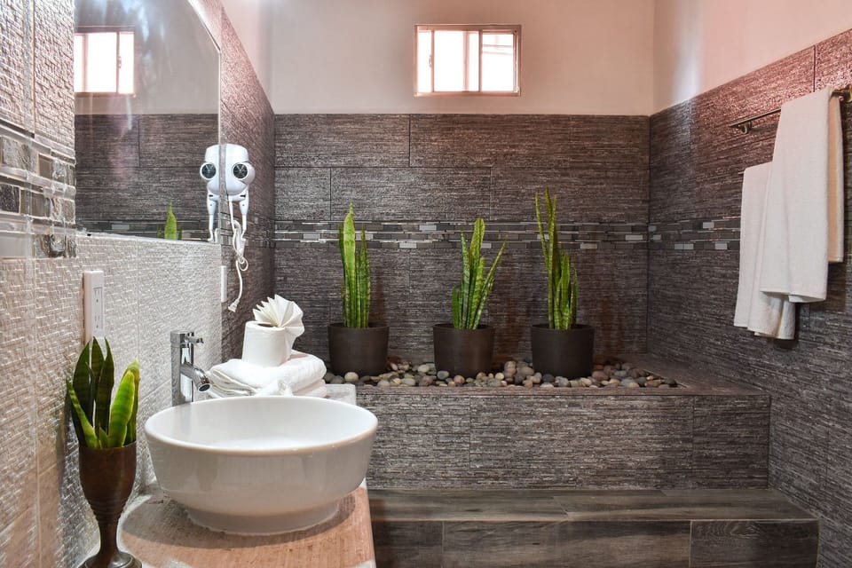 Superior Suite | Bathroom | Shower, hair dryer, towels, soap