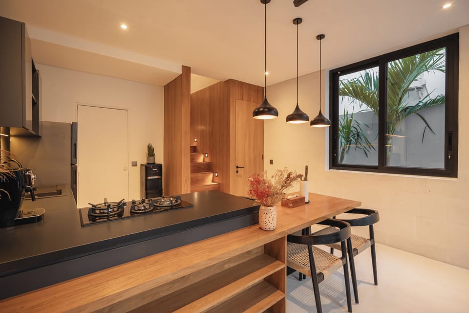 Deluxe Villa, 1 Bedroom, Private Pool, Pool View | Private kitchen | Fridge, microwave, stovetop, electric kettle