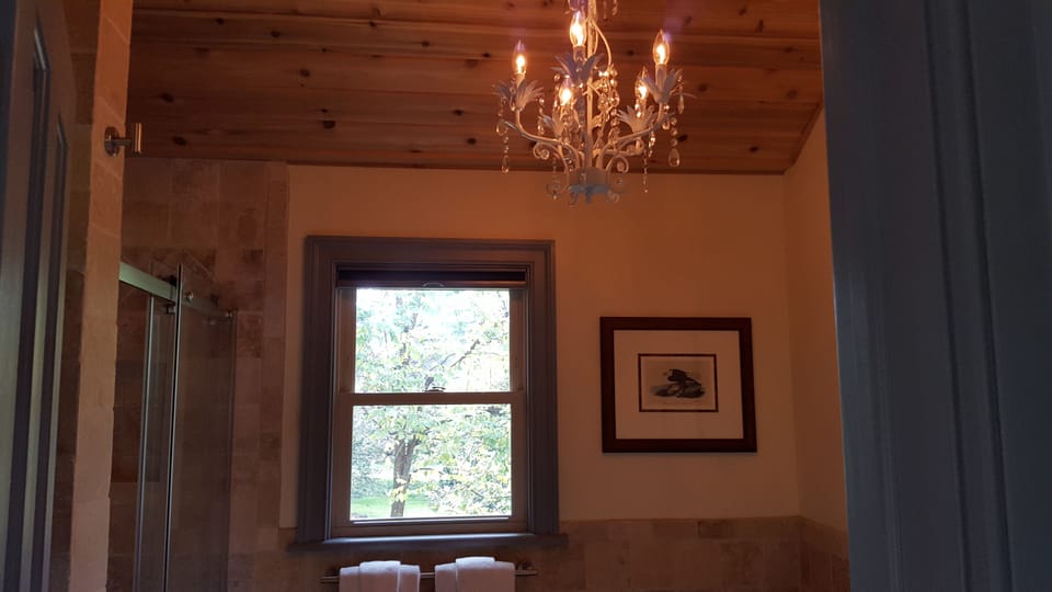 Deluxe Cabin, 1 Queen Bed, Kitchen | Bathroom | Free toiletries, hair dryer, bathrobes, towels