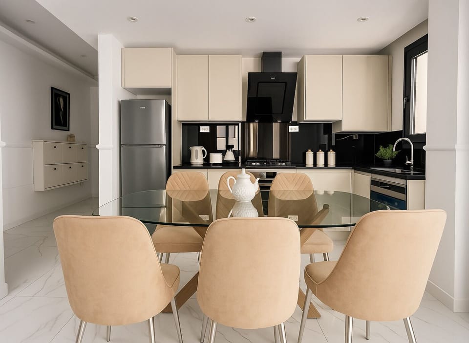 Apartment | Private kitchen | Fridge, microwave, oven, stovetop