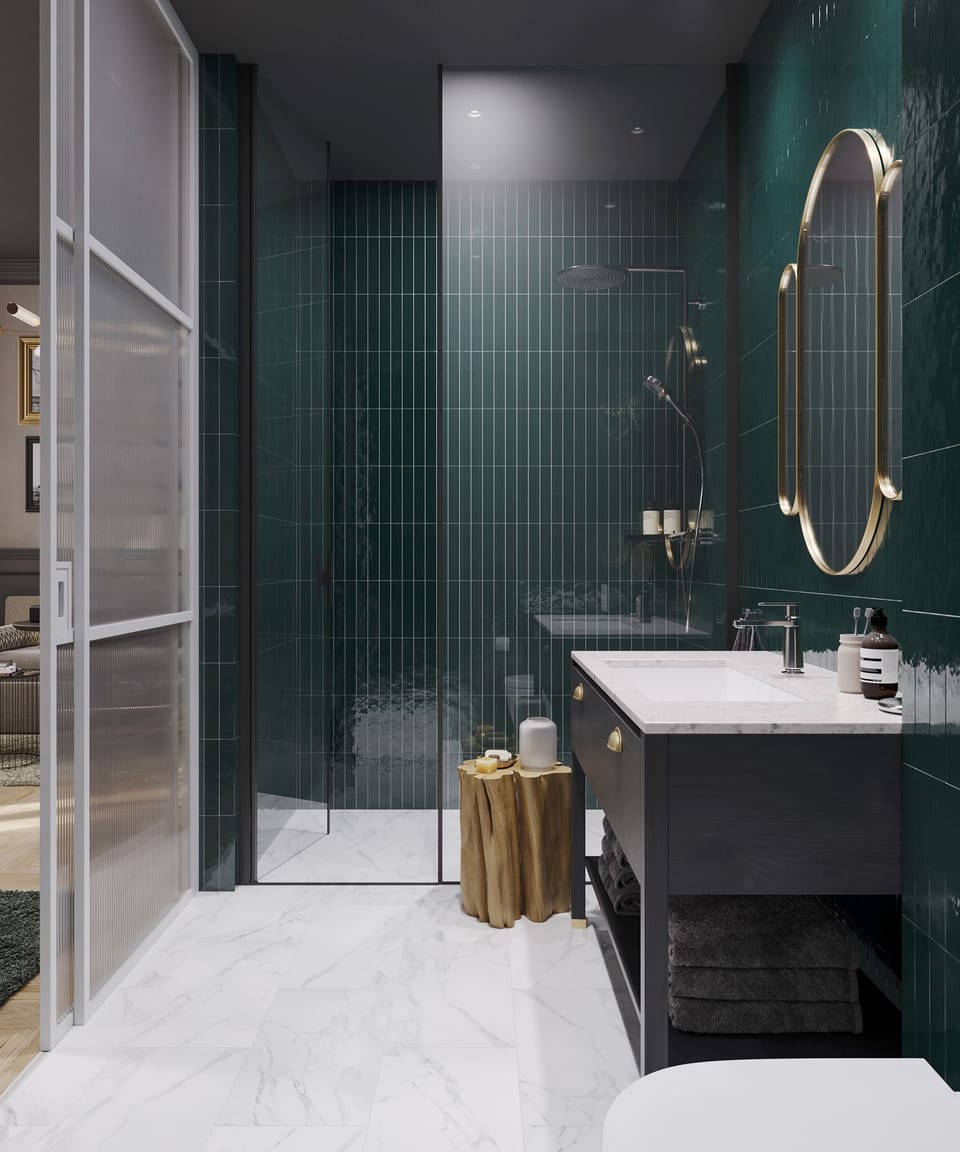 Room for 2+2 Seaview | Bathroom | Shower, designer toiletries, hair dryer, slippers