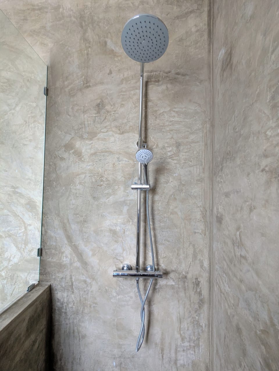 Shower, slippers, towels