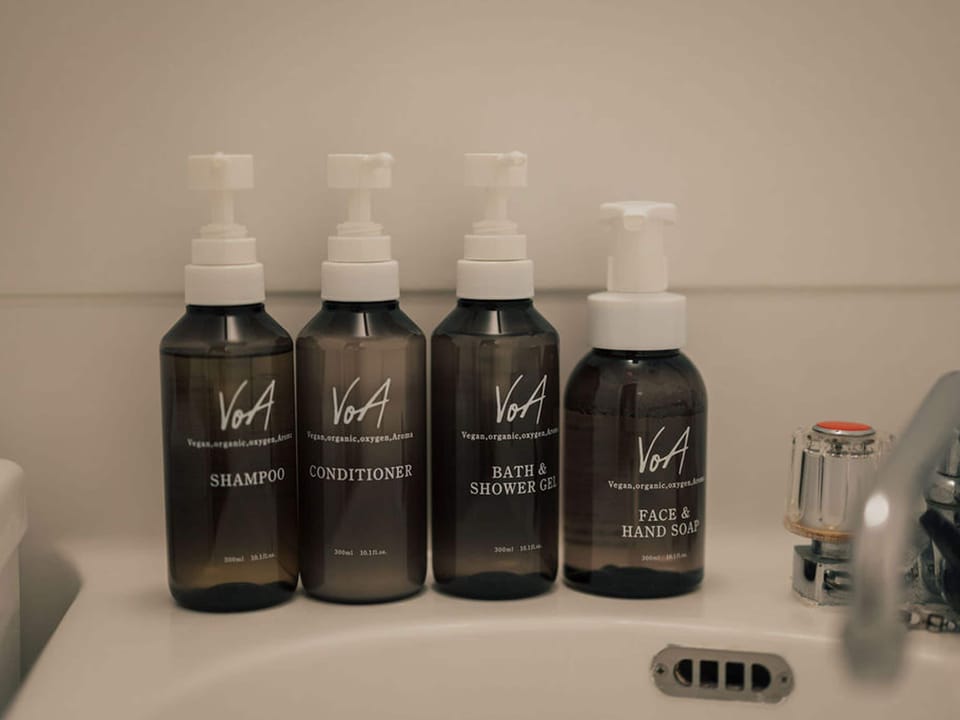 Free toiletries, hair dryer, slippers, towels