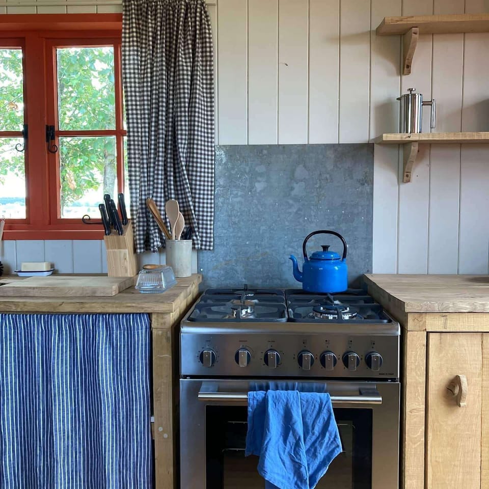 Fridge, oven, stovetop, electric kettle