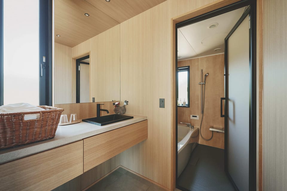 Villa, Non Smoking (HARU) | Bathroom | Shower, hair dryer, slippers, towels